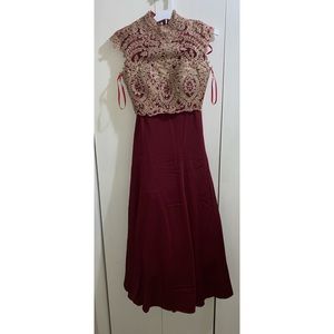 NEW Royal Queen 2- Piece Dress Maroon with Gold